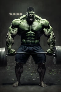 Smashing Gains: Hulk's Workout Session Wall Art - Picture 1 of 7