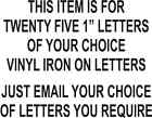 Pack Of 25 IRON ON / HEATPRESS Letters Size 1" COLOUR BLACK / Personlize Ur Tops