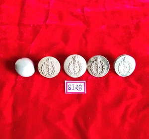 Vintage Handmade National Emblem Military Services Silver Old Buttons 5Pcs SI28 - Picture 1 of 4