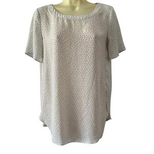 Blusa túnica mujer Banana Republic blanca/gris con estampado de mini puntos semi transparente talla XS - Imagen 1 de 7