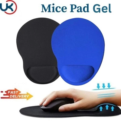 BLACK ANTI-SLIP MOUSE MAT PAD WITH GEL WRIST SUPPORT PC & LAPTOP ~UK SELLER~ - Image 1 of 4
