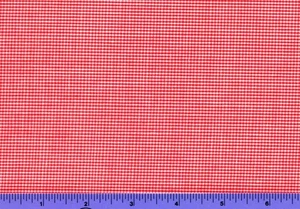 1/32 Zoll Mikro-Karo rot & weiß Gingham Erbstück Stoff 1-7/8 Yard x 45" Baumwolle - Bild 1 von 2