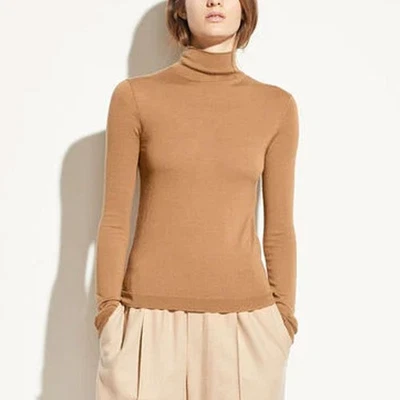Шерстяной шелковый свитер с водолазкой Vince цвет Camel размер M - Изображение 1 из 4