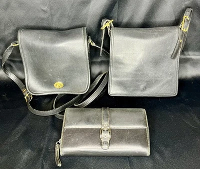 Coach Lote De 3 Carteras De Cuero De Colección, Bolso De Hombro, Bandolera Y Cartera  Foto 1 de 4