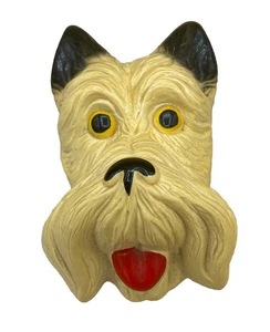 Vintage Chalkware Terrier Dog Head Wall Plaque Small 3 1/2" Blonde Cairn Westie - Picture 1 of 2