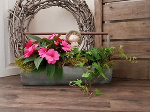 Pflanzschale Jardiniere Pflanzkübel Pflanzgefäß Blumenkasten Zinkschale 45 cm - Bild 1 von 7
