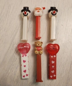 Pez Dispensers Holiday Lot of 6 - with feet - Christmas & Valentine's Day - Picture 1 of 6