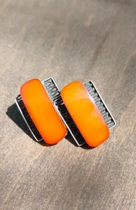 Vintage cufflinks USSR made of silver 875* with amber and filigree USSR - Picture 1 of 14