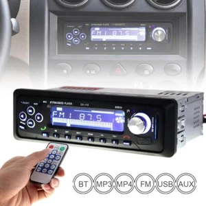 Radio de coche 12-14,4 V FM control remoto reproductor de MP3 USB/SD AUX único 1 din Bluetooth - Imagen 1 de 13