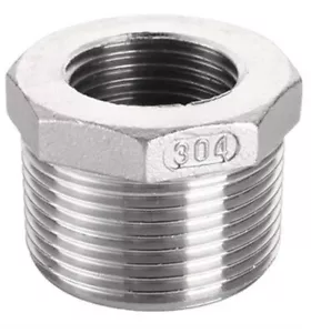 (10 Pack) 1/4" x 1/8" NPT Thread Hex Bushing 304 Stainless Steel 150 Fitting - Picture 1 of 2