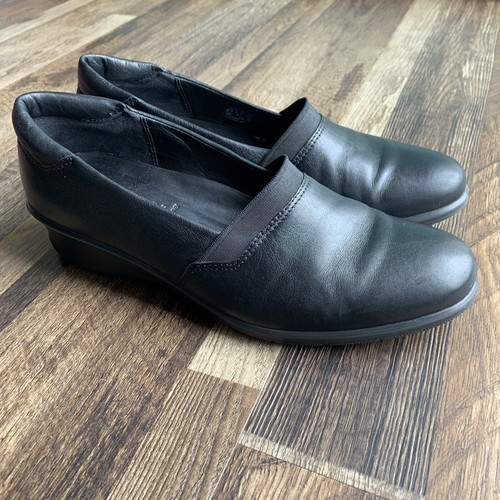 Mocassini con zeppa Ecco scarpe comode da donna taglia 40 US 9 neri