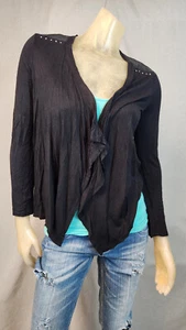 USED Amy Byer XLARGE 16 Black Cover Up Open Frnt Long Slv Top Blouse Girls Youth - Picture 1 of 6