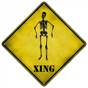 Letrero de metal diamante Skeleton Crossing 16,5" X 16,5" - Imagen 1 de 1