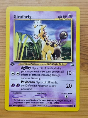 Pokémon TCG Girafarig Neo Genesis 58/111 1st Edition LP WOTC. - Image 1 of 2