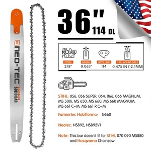 Combo de barra guía de motosierra y cadena de sierra de 36" 3/8" 0,063" 114DL apto para Stihl MS661 - Imagen 1 de 9