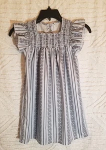 SHEIN Kids SUNSHNE Little Girls Striped Shirred Ruffle Trim Smock Dress Size 7 - Picture 1 of 9