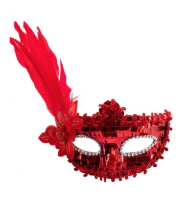 Ladies Masquerade Mask Halloween Ball Sequin Venetian Flapper Fancy Dress - Image 1 of 3