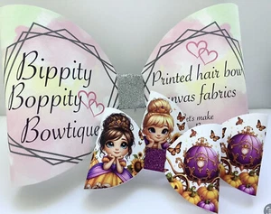 PUMPKIN PRINCESS HALLOWEEN 4" PRINTED CANVAS FABRIC BOW LOOPS MAKE OWN HAIR BOWS - Picture 1 of 4