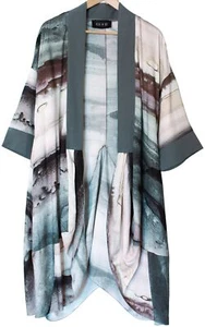 OZAI N KU Hacker KIMONO JACKET Viscose Linen (1) 12 M L Made in GREECE - Imagen 1 de 8