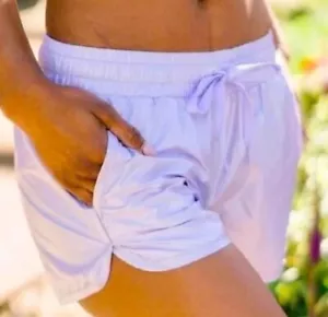 Zyia Flieder Glanz Bombershorts Innenfutter Kordelzug Taschen Größe Small Neu mit Etikett - Bild 1 von 9