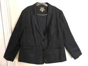 Talbots Womens Blazer 22W Plus Jacket Black White Wool Italy Suit Coat Button Up - Picture 1 of 4