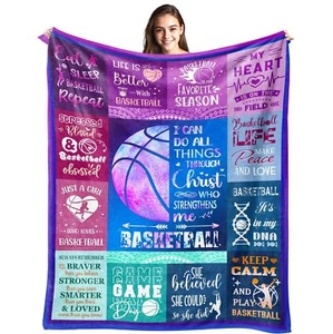 Basketball Blanket 50"x40" Gift for Girls Woman Player Team Birthday - Picture 1 of 7