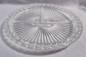 11" Round Clear Glass 3 Section Divided Relish Dish/Tray Sunburst Pattern in EUC - Picture 1 of 3