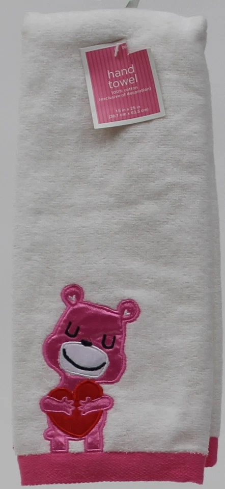 Día de San Valentín 2 toallas de mano blancas con ribete rosa nuevas con etiquetas Foto 1 de 1