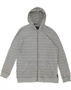 HURLEY Mens Zip Hoodie Sweater XL Grey Striped Cotton BA99 - Picture 1 of 3