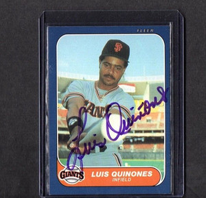 1986 FLEER UPDATE RC CARD SIGNED IP AUTO LUIS QUINONES SAN FRANCISCO GIANTS
