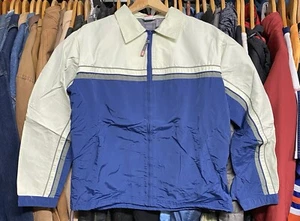 Vintage OP Ocean Pacific Jacket Full Zip Tan Blue Size Medium (Pre-Owned) - Picture 1 of 11