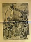 Shipwreck, Lifesaving, Lifeboat Drill, Dbl Pg. Vintage 1881 Antique Art Print