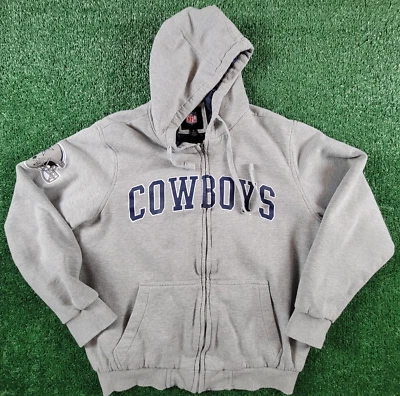 G-111  Dallas Cowboys Men's Hooded Sweatshirt Fully Line Blue Gray Zip Up NFL - Image 1 of 4