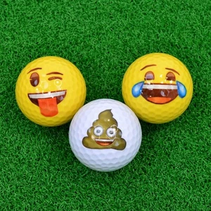 Palline da golf marca Emoji - Confezione da 3 - Facce ammiccanti, cacca e piangenti. Grande divertimento!! - Foto 1 di 10