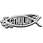 Cthulhu Fish Plastic Auto Emblem - [Silver][5 1/4'' x 2'']