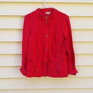 Choices Womens Metallic Orange Jean Style Jacket M Y2K Vtg Futuristic - Picture 1 of 13