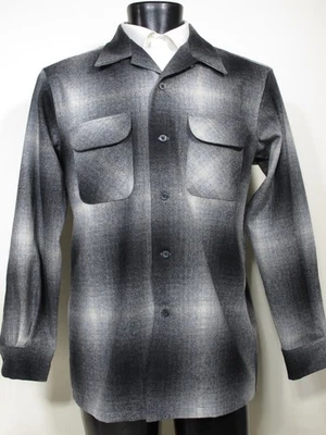 Pendleton Original Board Shirt Wool  Gray Black Plaid Large - Image 1 of 3