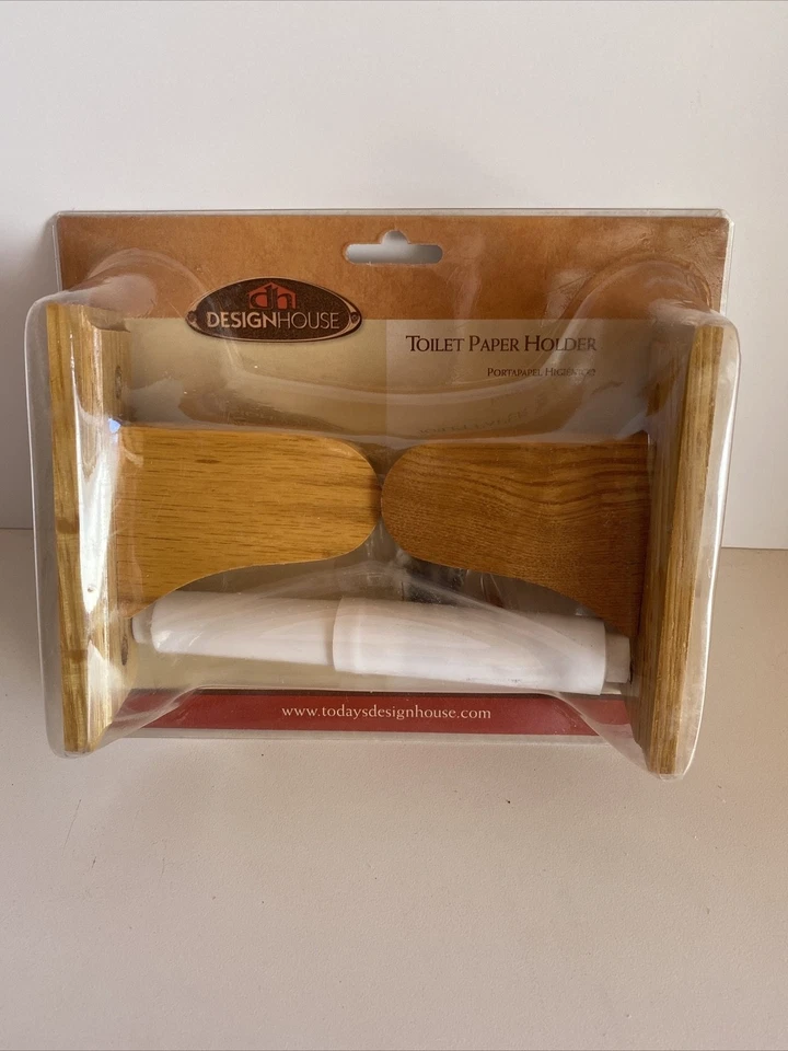 Soporte de papel higiénico de doble poste montado en la pared de roble Design House 561209 Foto 1 de 1