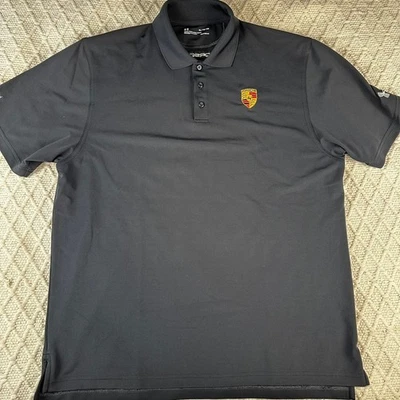 Mens Under Armour Porsche Heatgear Loose Fit Polo Shirt XL TG XG Black - Image 1 of 4