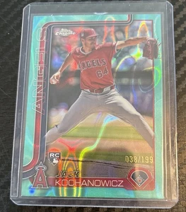 2025 Topps Chrome Jack Kochanowicz Aqua Refractor /199 Los Angeles Angels - Picture 1 of 2