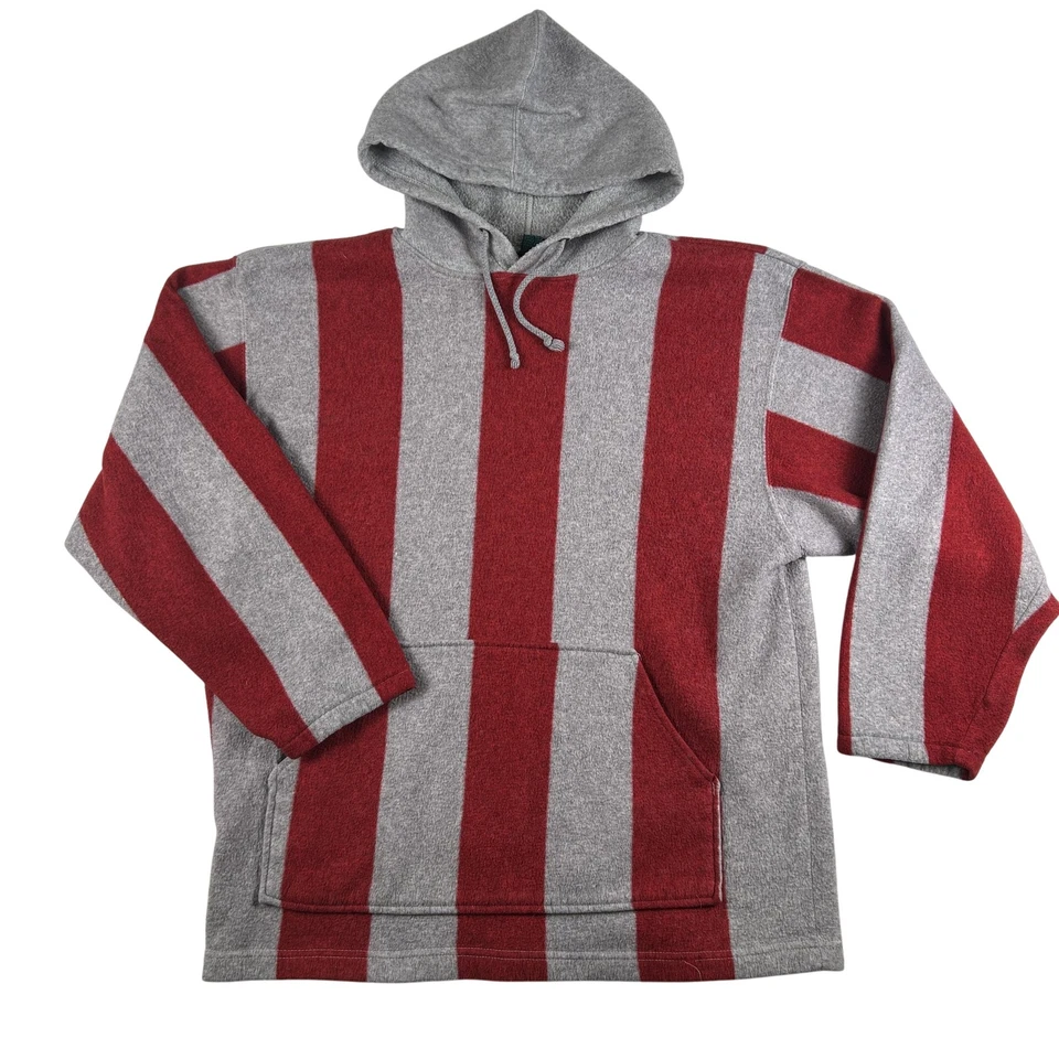 Vintage Santana Hoodie Mens Medium Gray Red Striped Pullover Kangaroo Pocket 90s - Image 1 of 4
