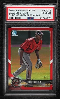 2018 Bowman Draft Chrome Red Refractor /5 Jazz Chisholm #BDC-16 PSA 10 GEM MT - Image 1 of 2