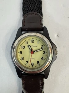 Vintage Waltham Watch Women Quartz Silver tone 25mm Black Nylon Band New Battery - Picture 1 of 4
