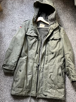 Chaqueta Parka Vintage Alemana FEUCHTER Ejército Para Hombre Grande Verde Con Capucha Forrada de Vellón - Imagen 1 de 4