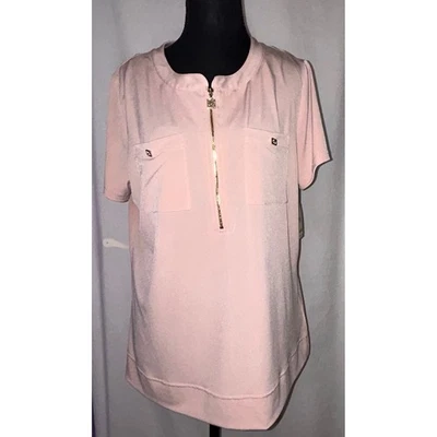 Top Anne Klein Para Mujer Rosa Rubor Dorado Bolsillos con Cremallera Talla M Nuevo con Etiquetas Foto 1 de 4
