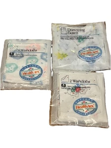 Vintage NIB Healthtex Baby Washcloth And Drawstring Gown Set - Picture 1 of 5