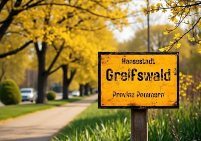 ALTNORD Ortsschild Hansestadt Greifswald Pommern Schild Metallschild Alu