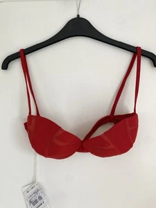 La Perla Bikini Top UK 14 B Underwired Moulded Red Made In Italy Bnwt RRP £270 - Picture 1 of 13