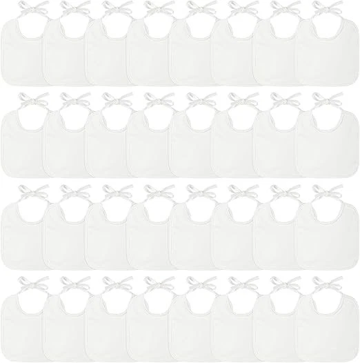 Paquete de 40 baberos de alimentación blancos lisos baberos de algodón para bebé para alimentación hágalo usted mismo baberos de bebé Ba... Foto 1 de 4