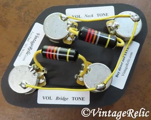 Les Paul Wiring Bumblebee Oil .022uF Caps CTS 550k LONG SHAFT pots for Gibson - Picture 1 of 5